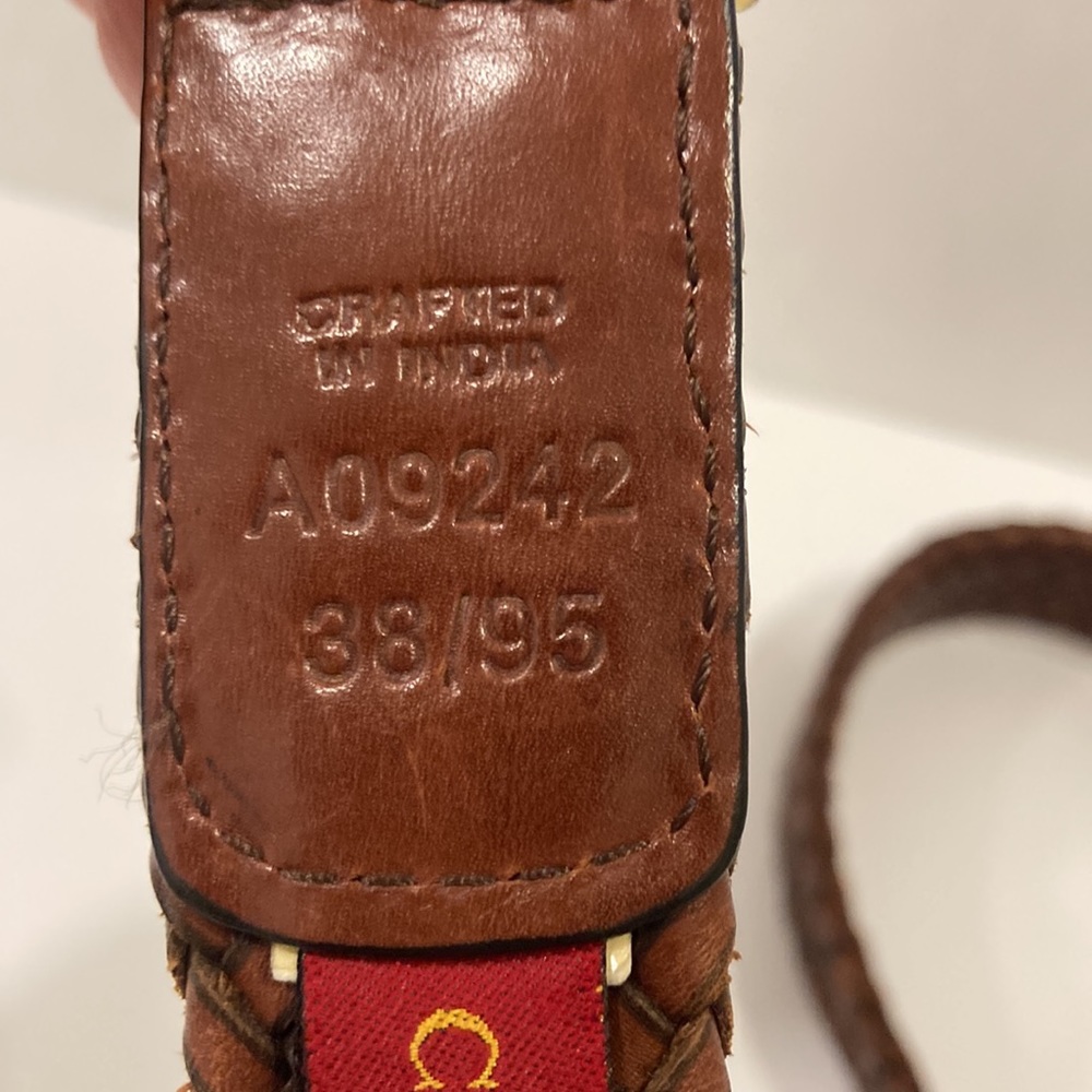 Cole Haan Men's Brown Leather Braided Belt Gold Buckle Size 38 - Picture 5 of 7